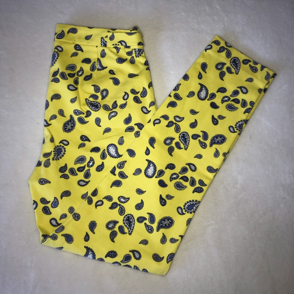 Zara Yellow Paisley Print Trousers - Picture 2 of 8